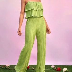 Two Piece lime Green cami* & flare Pant Set
